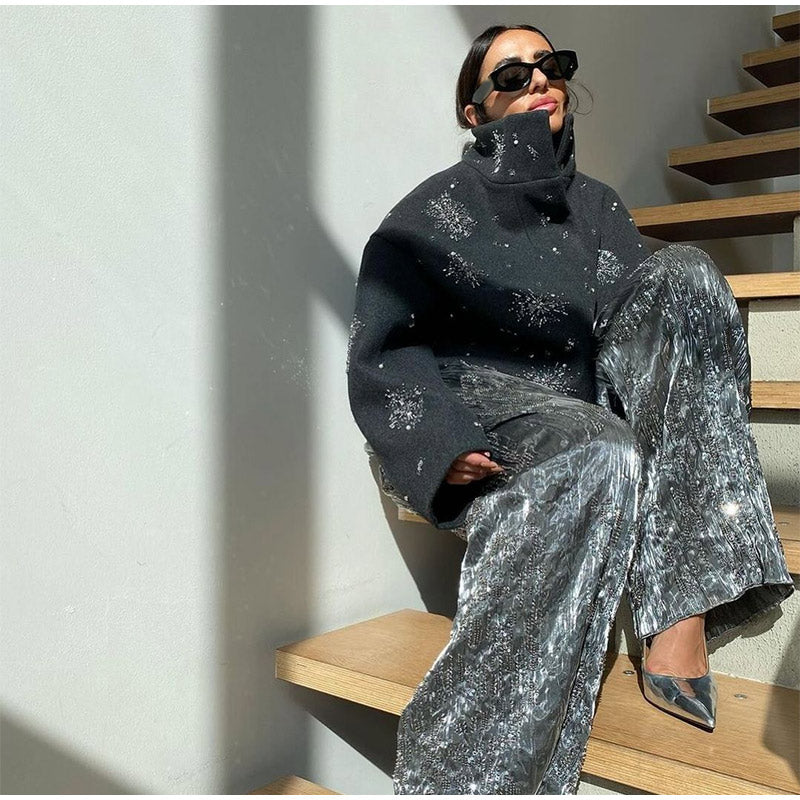 GIACCA IN PANNO CON PERLINE