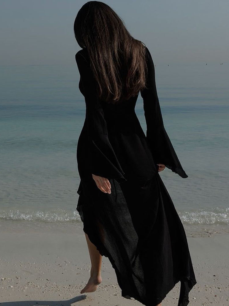 VESTITO LUNGO CON VOLANT