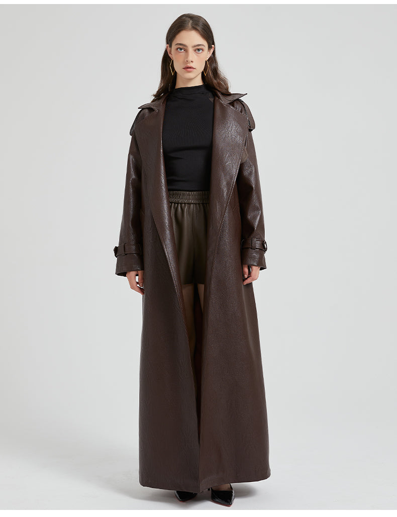 LONG ECO-LEATHER TRENCH
