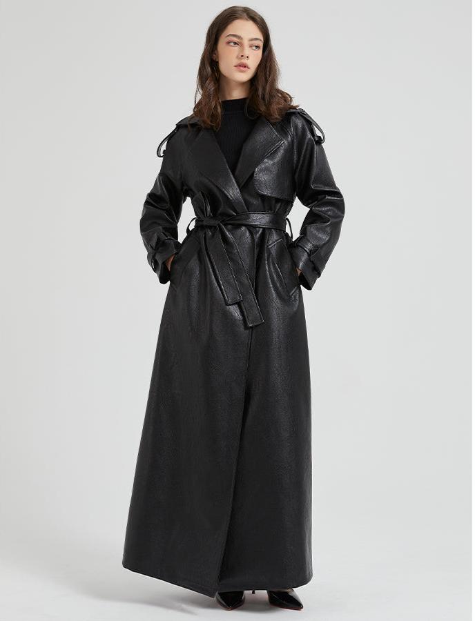 LONG ECO-LEATHER TRENCH