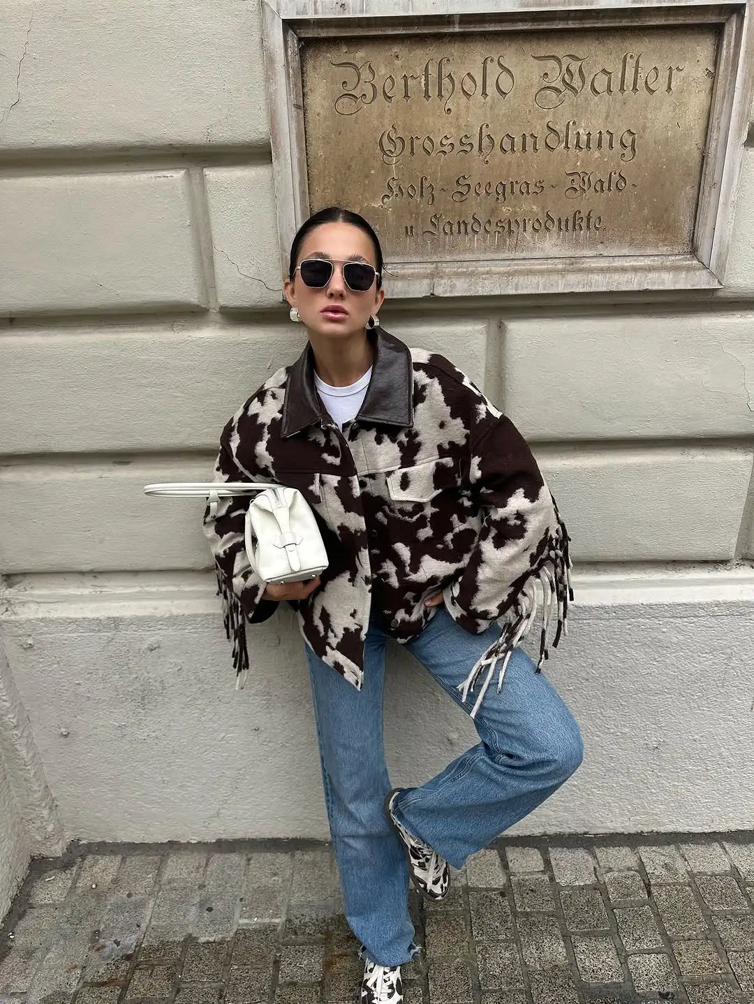 GIUBBINO STAMPA COW CON FRANGE