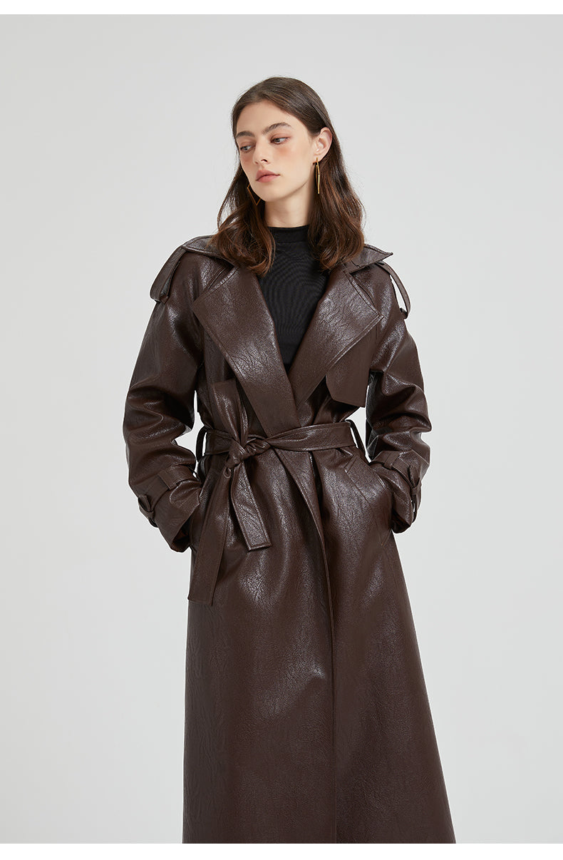 LONG ECO-LEATHER TRENCH