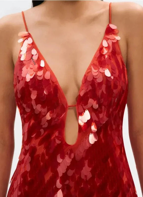 VESTITO LUNGO MACRO PAILLETTES