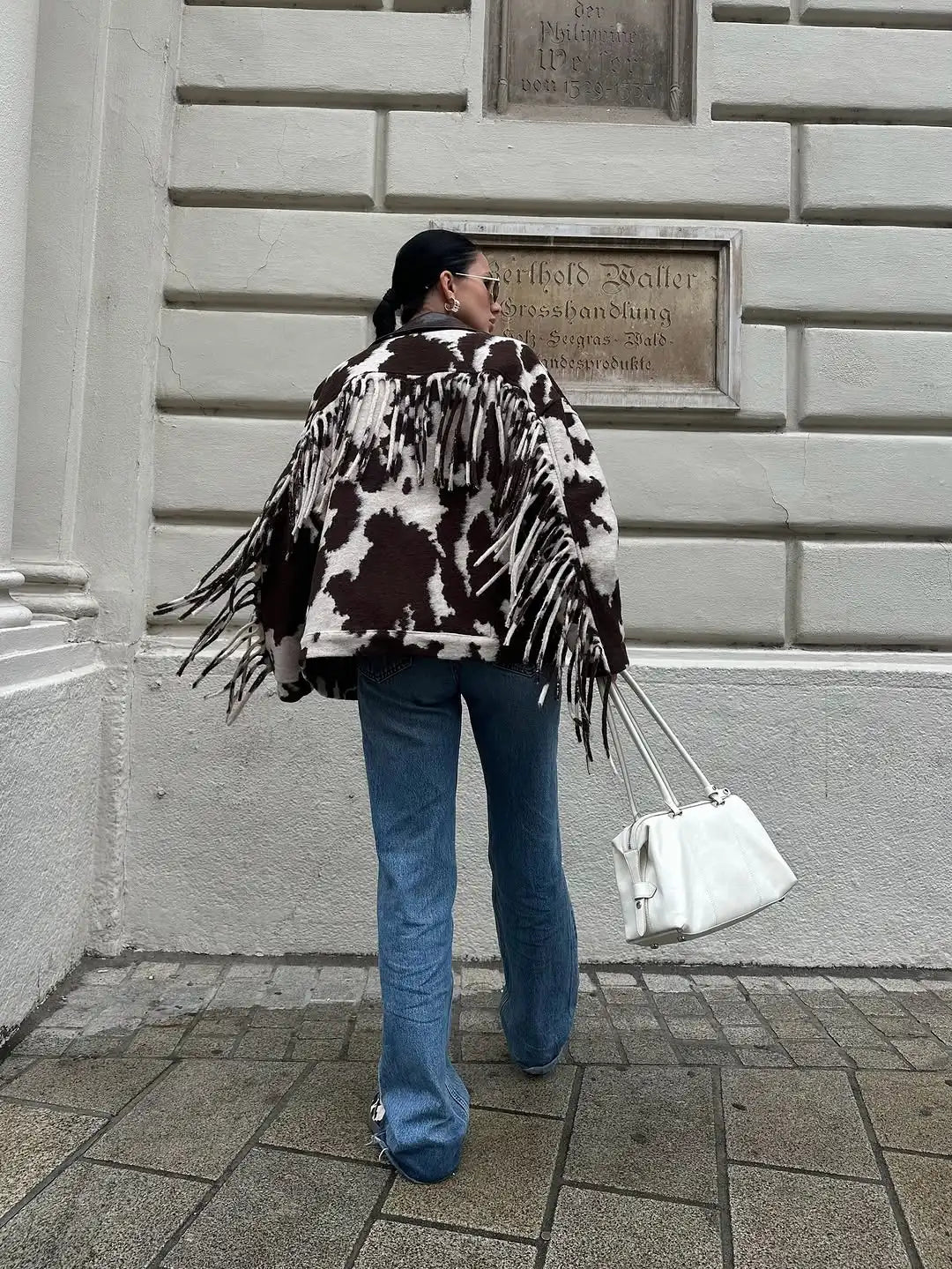 GIUBBINO STAMPA COW CON FRANGE