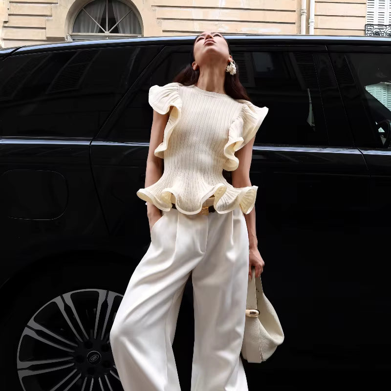 TOP IN MAGLIA CON VOLANT