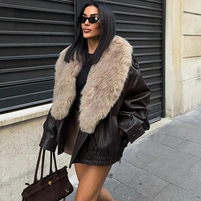 BOMBER IN ECOPELLE COLLO IN PELLICCIA