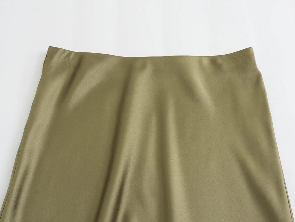 SATIN MIDI SKIRT