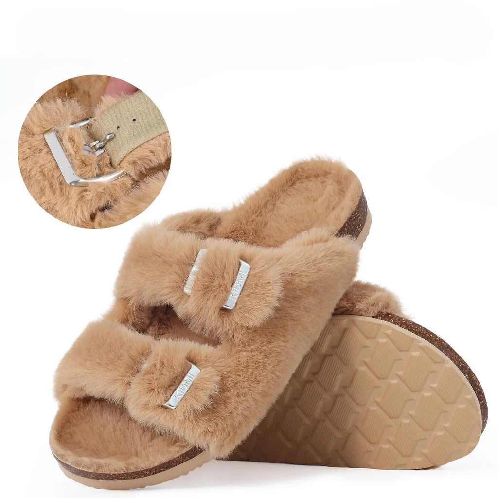 PANTOFOLE ECOPELLICCIA CON FIBBIE