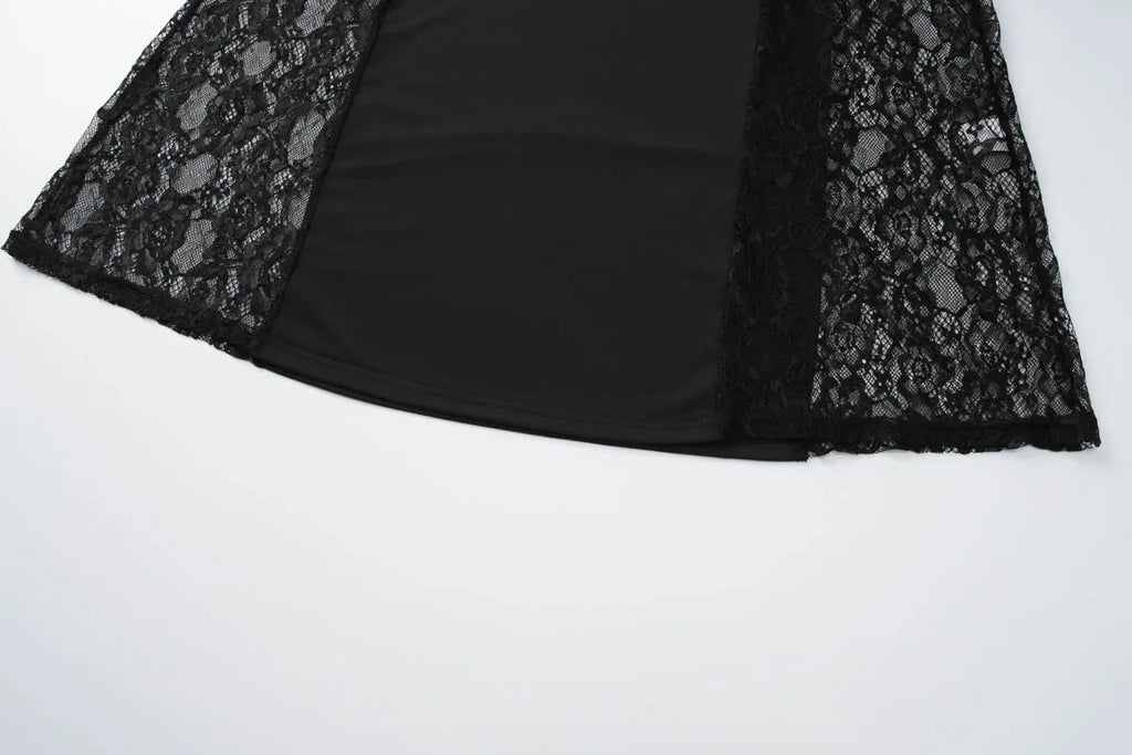 ABITO LUNGO NERO IN PIZZO