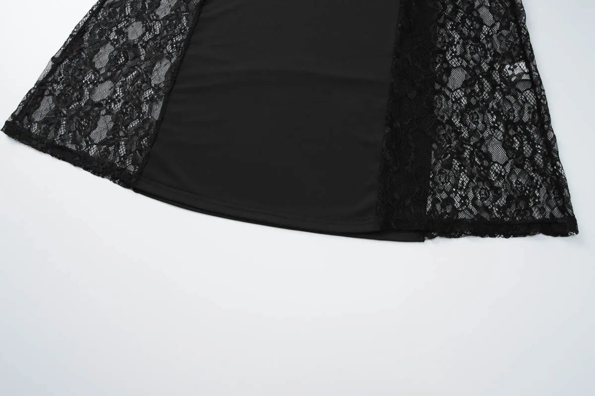 ABITO LUNGO NERO IN PIZZO