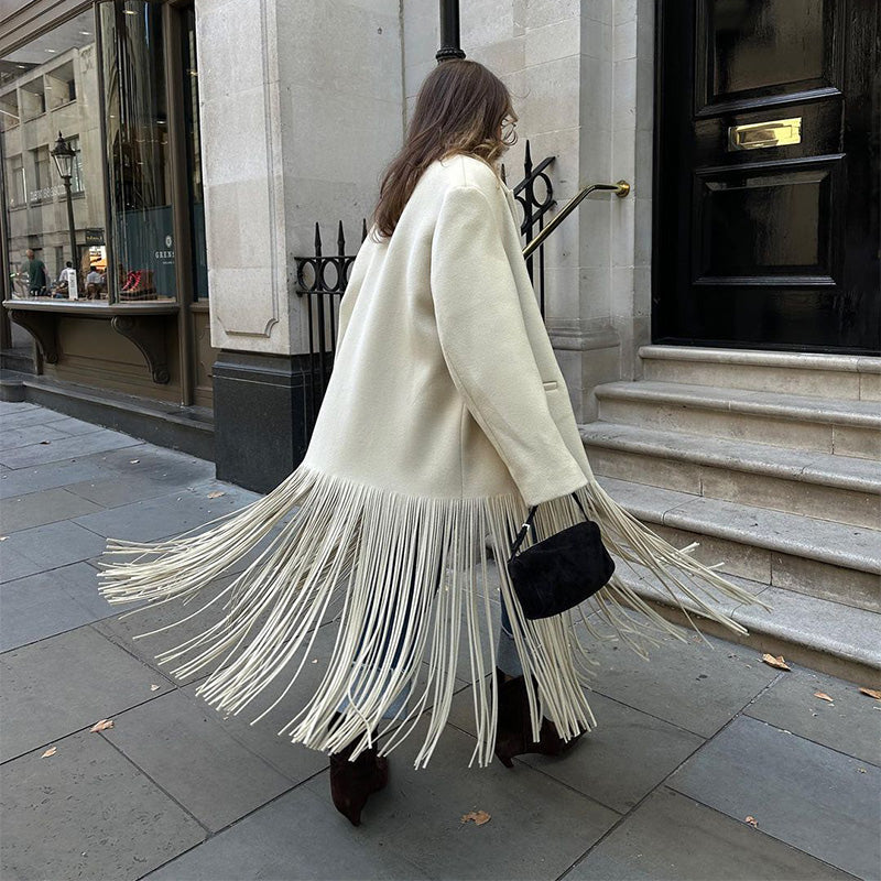 OVER COAT WITH FRINGES