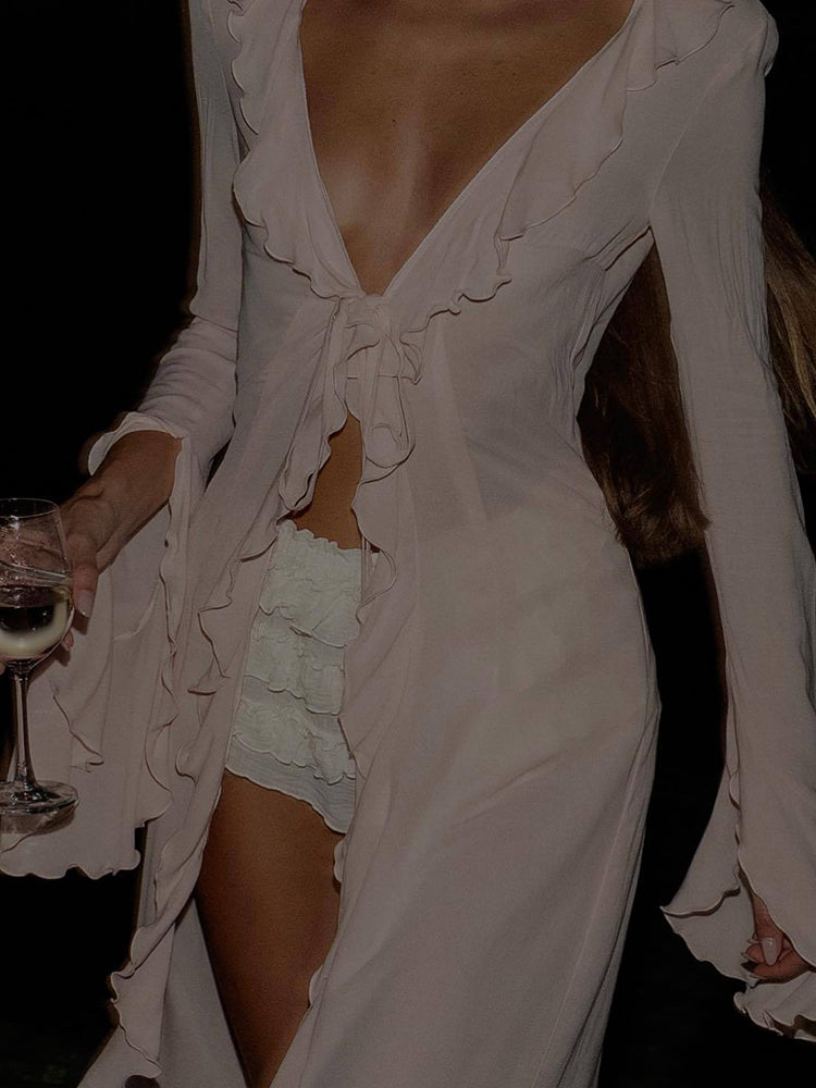 VESTITO LUNGO CON VOLANT