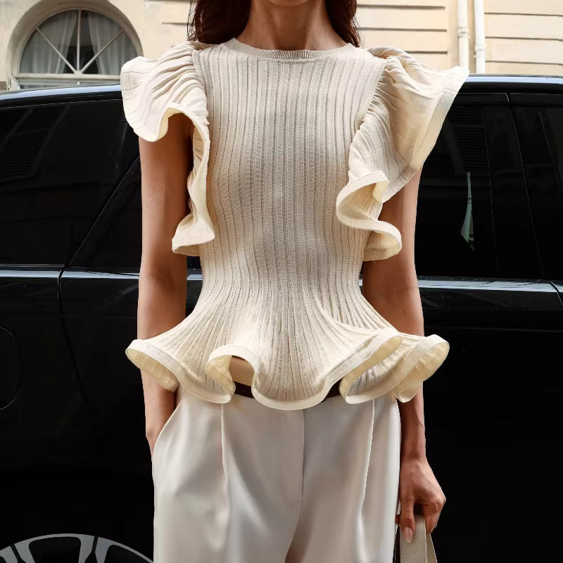 TOP IN MAGLIA CON VOLANT