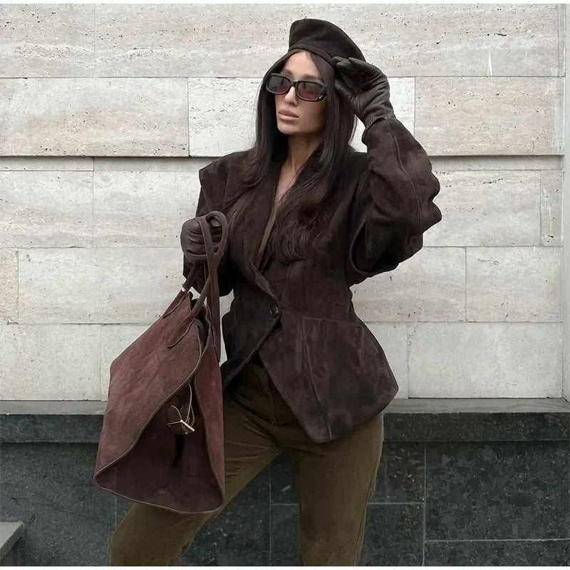 BLAZER IN ECOPELLE SCAMOSCIATA