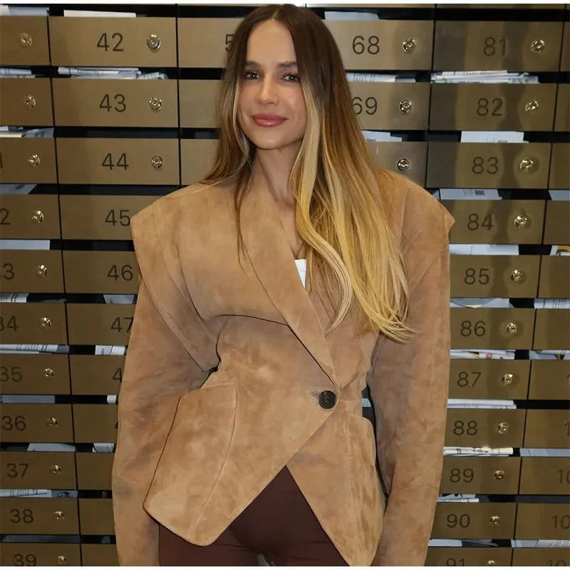 BLAZER IN ECOPELLE SCAMOSCIATA