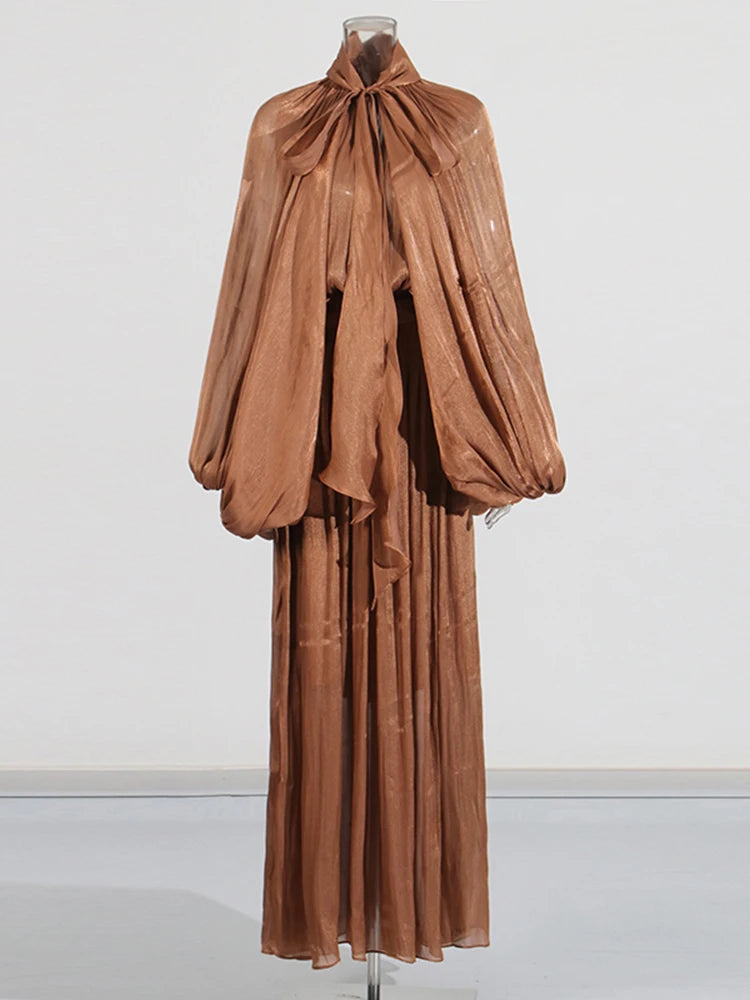 MAXI DRESS IN CHIFFON METALLIZZATO