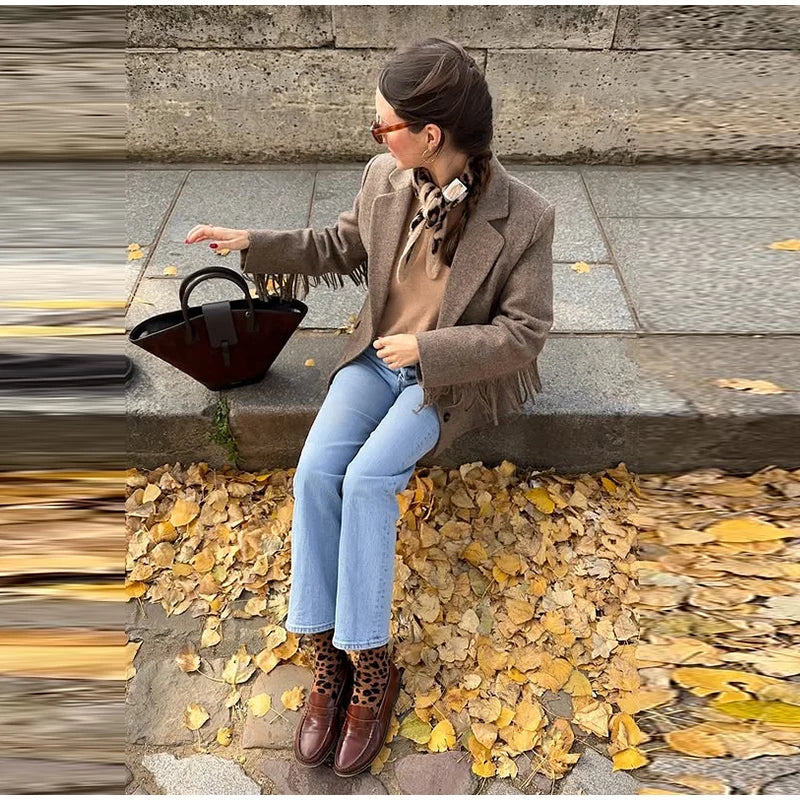 BLAZER IN PANNO CON FRANGE