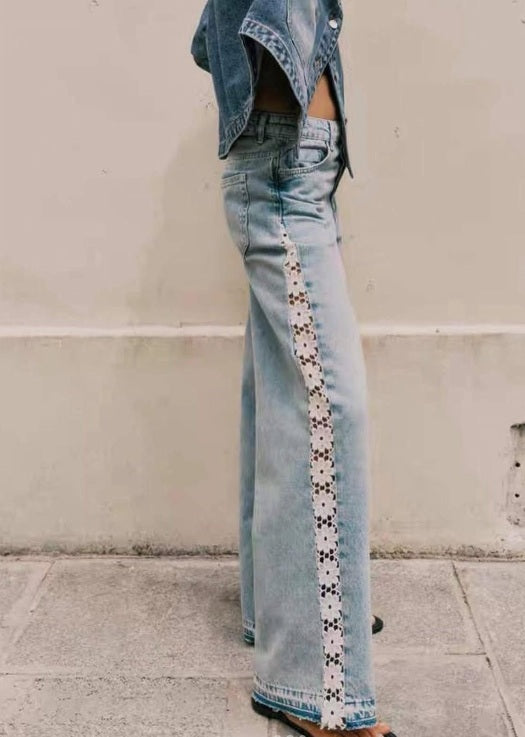 JEANS A VITA ALTA MOTIVO UNCINETTO