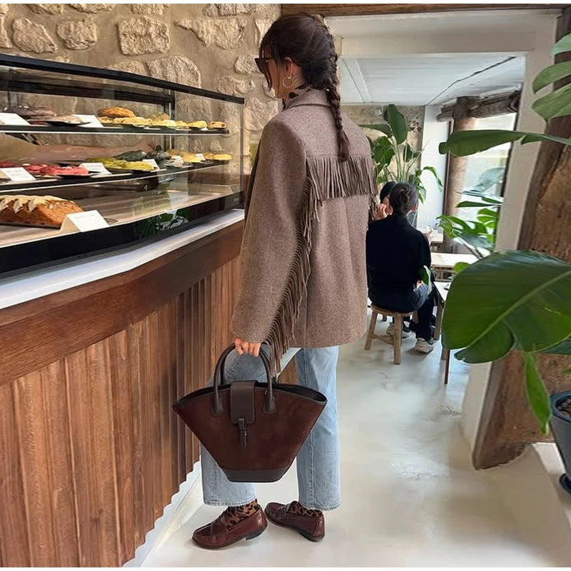 BLAZER IN PANNO CON FRANGE