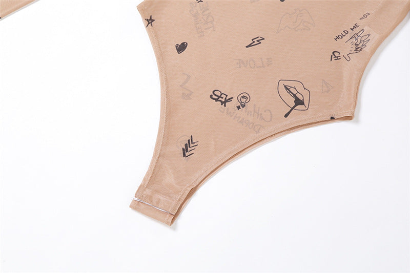 BODY IN TULLE STAMPATO