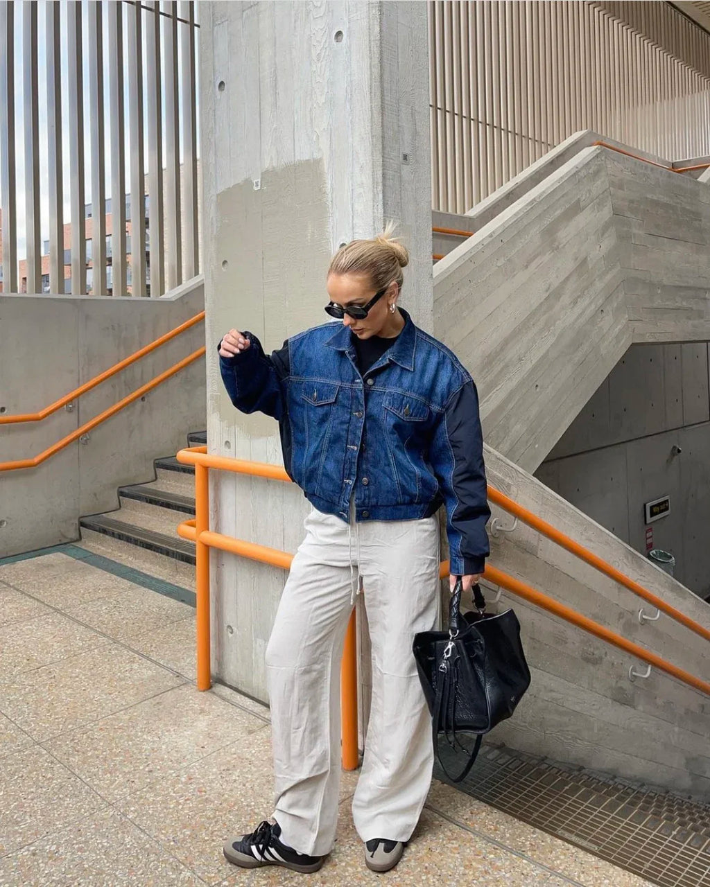 BOMBER DENIM E NYLON