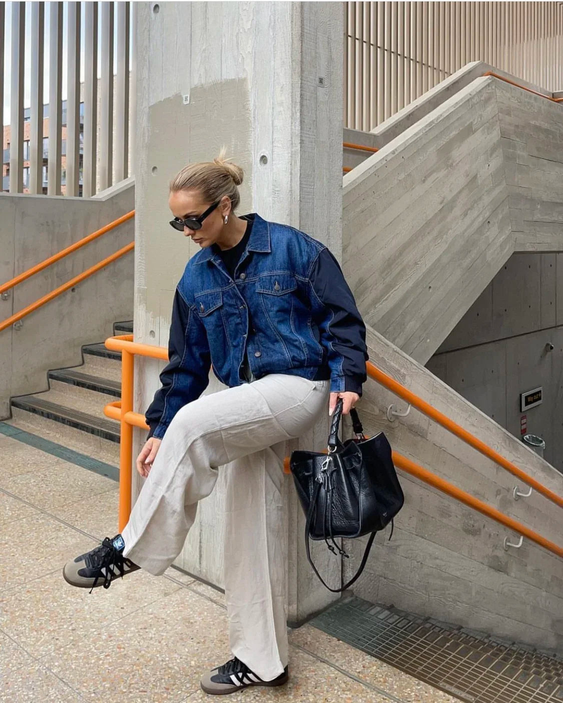 BOMBER DENIM E NYLON