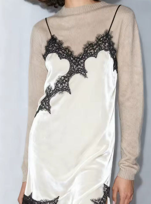 VESTITO SOTTOVESTE IN VELLUTO E PIZZO