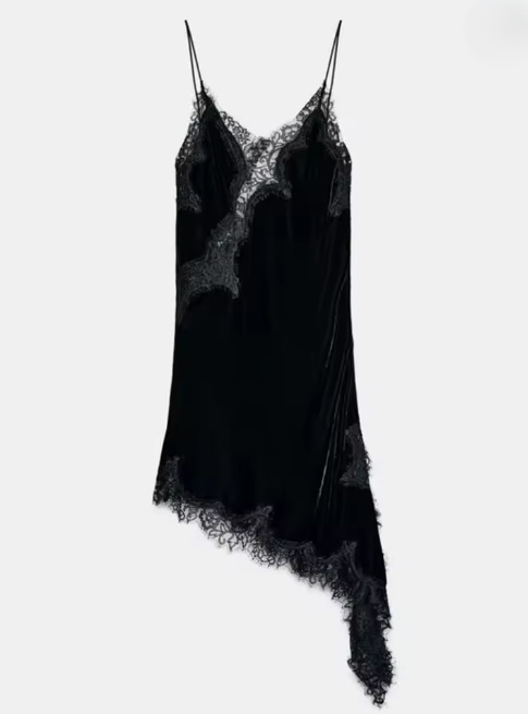 VESTITO SOTTOVESTE IN VELLUTO E PIZZO