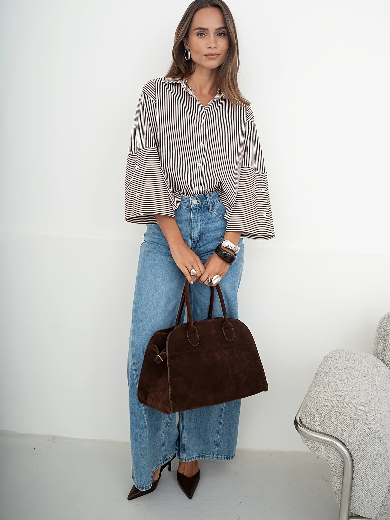 CAMICIA CROP A RIGHE