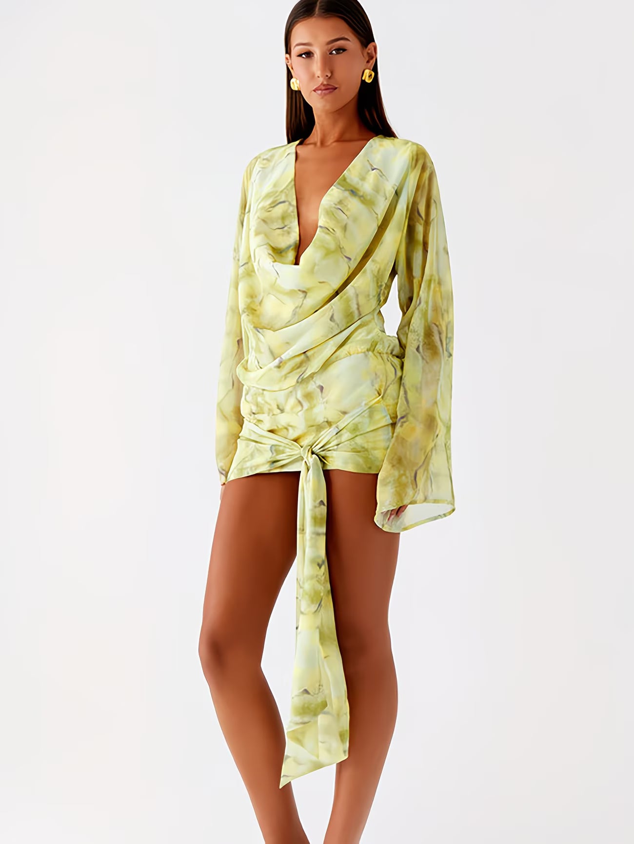 ABITO LIME CON STAMPA ACQUERELLO