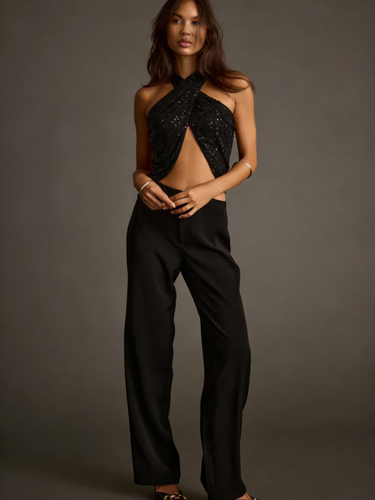 TOP PAILLETTES INCROCIATO