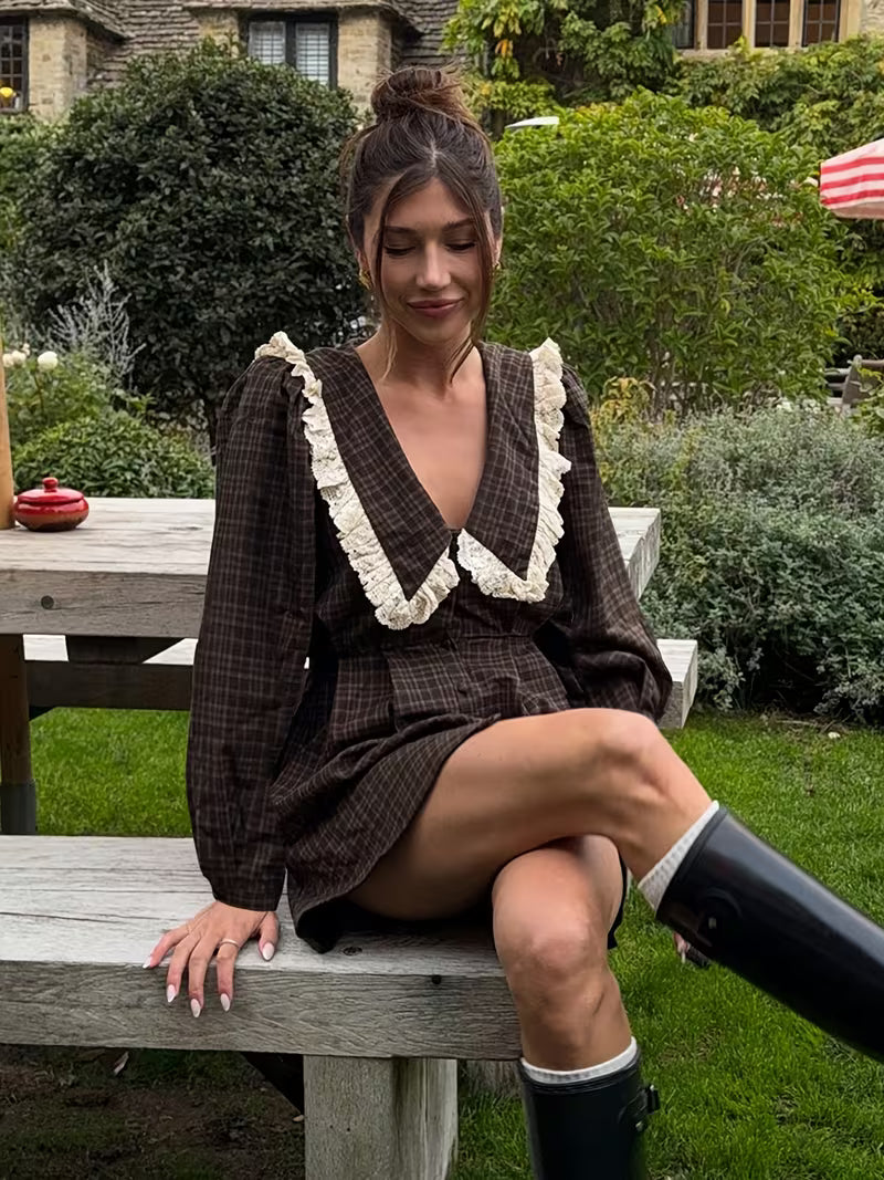 VESTITO SCACCHI MAXI COLLETTO