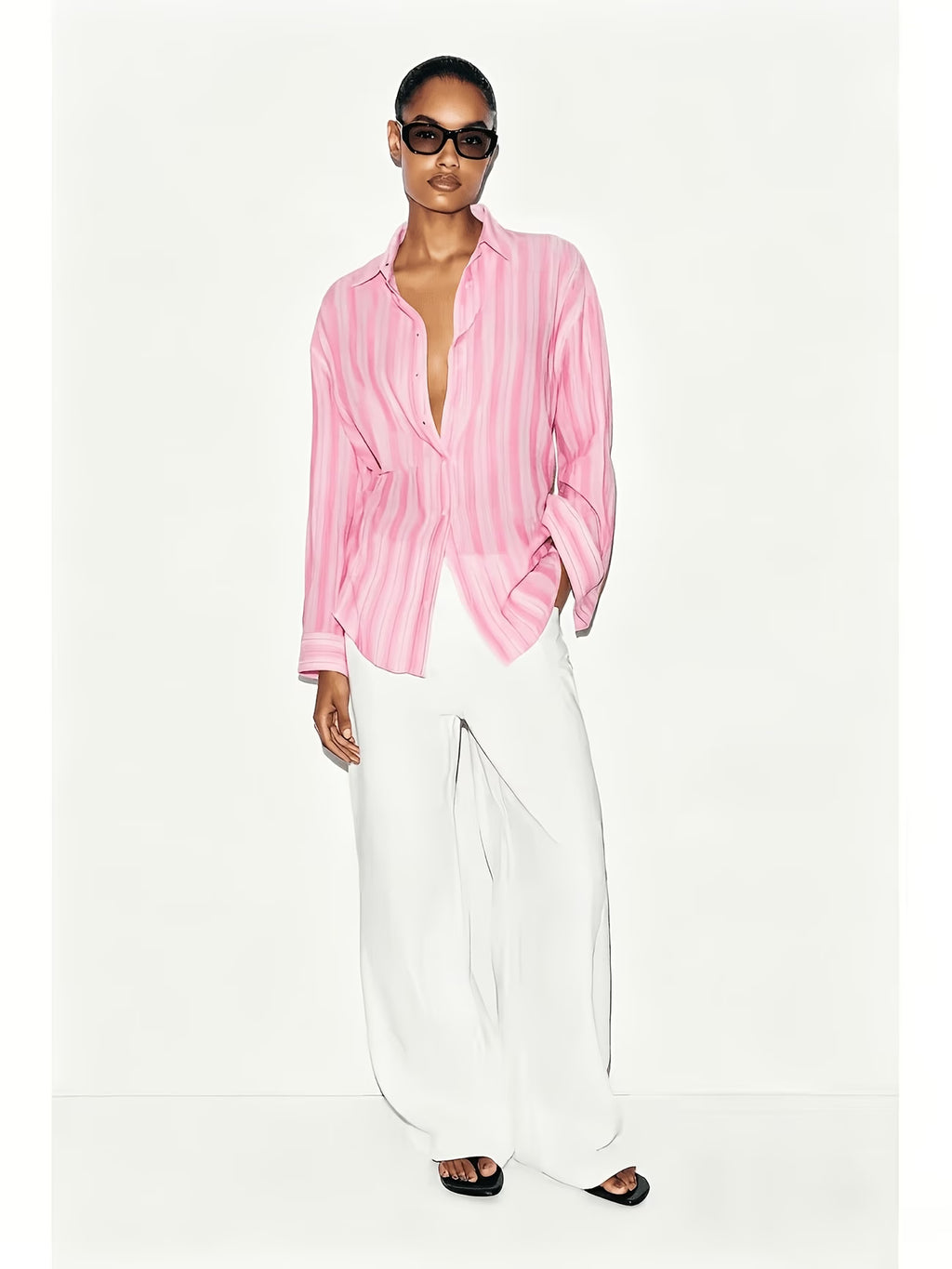 CAMICIA A RIGHE ROSA