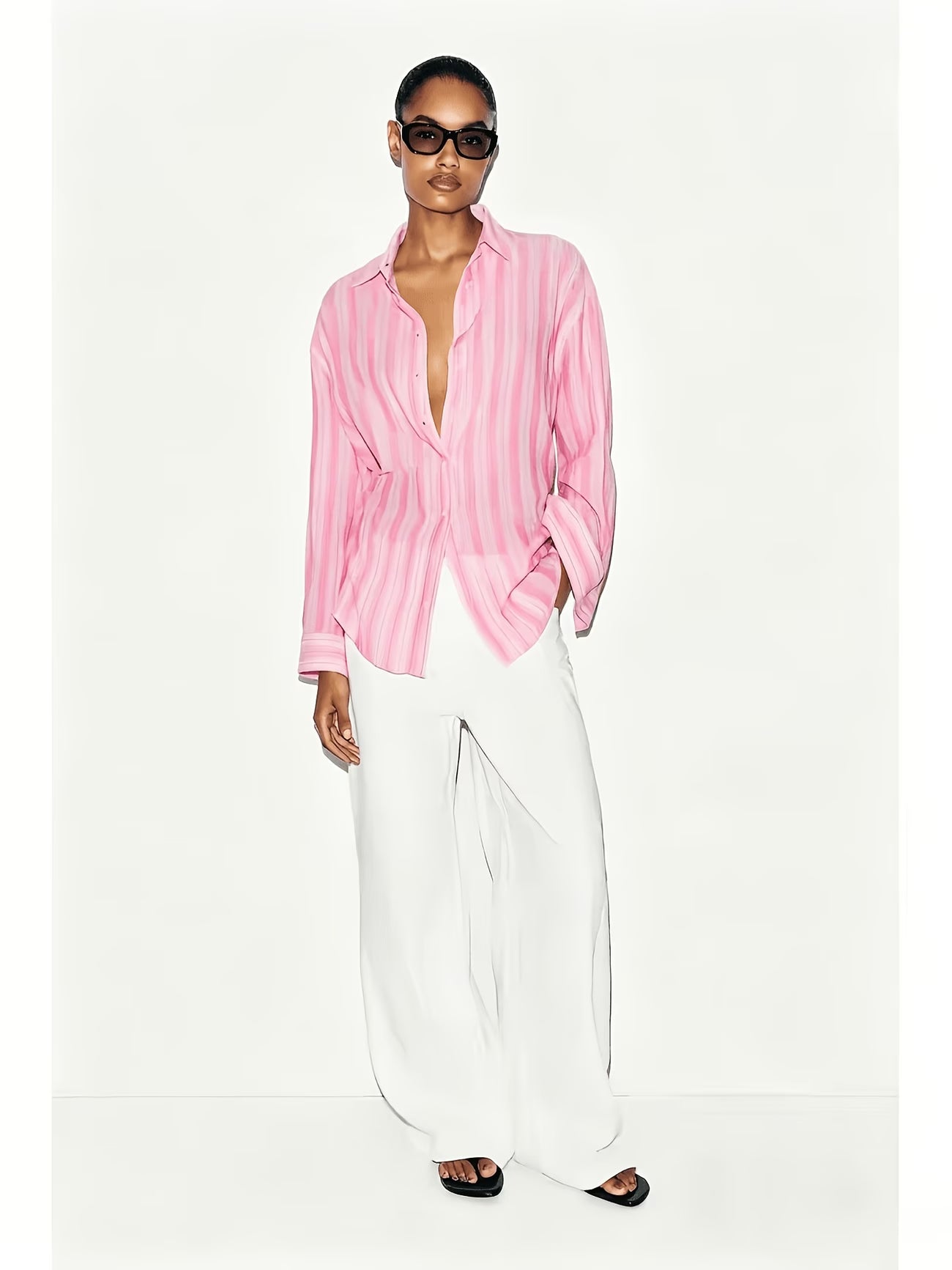 CAMICIA A RIGHE ROSA