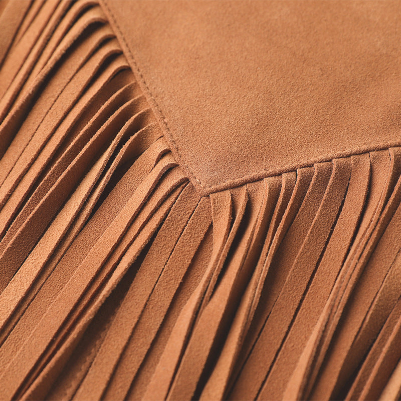 GIUBBINO IN PELLE SCAMOSCIATA CON FRANGE