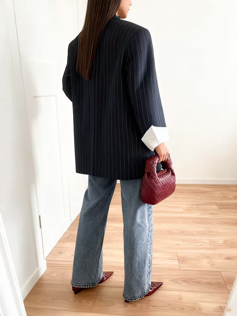 BLAZER OVER BLU GESSATO