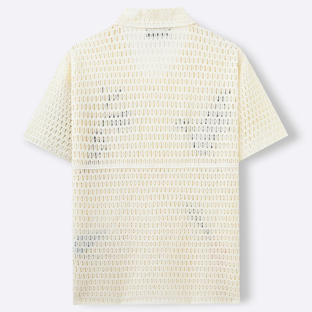 CAMICIA IN MAGLIA TRAFORATA CON RICAMI