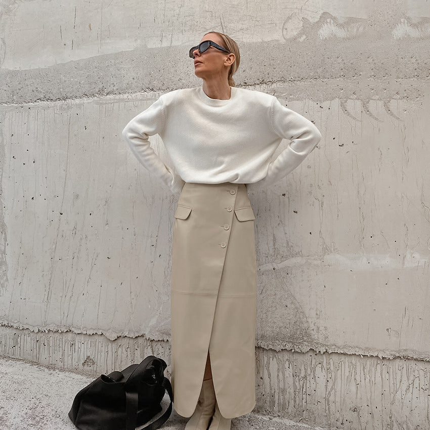 LONG ECO-LEATHER SKIRT