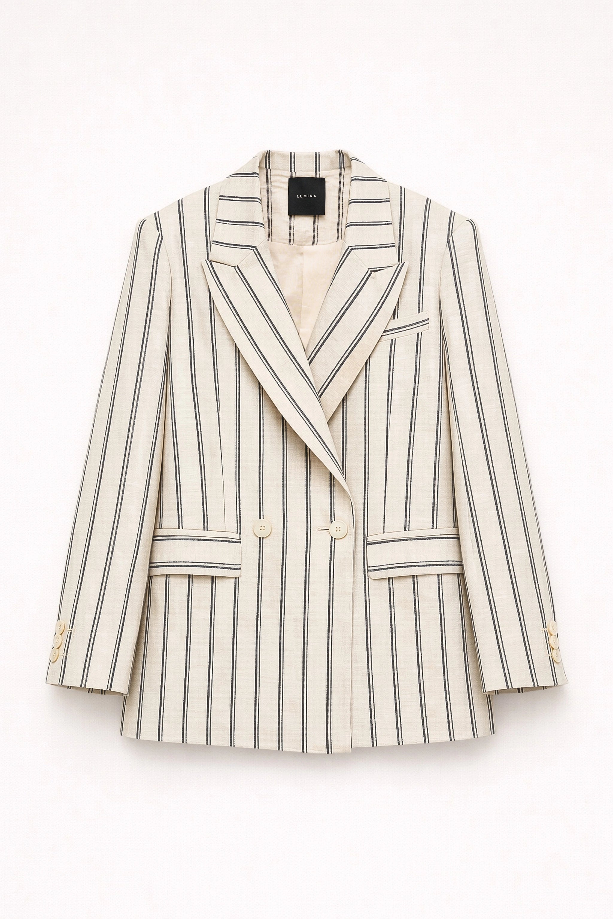 BLAZER A RIGHE IN LINO by Lumina