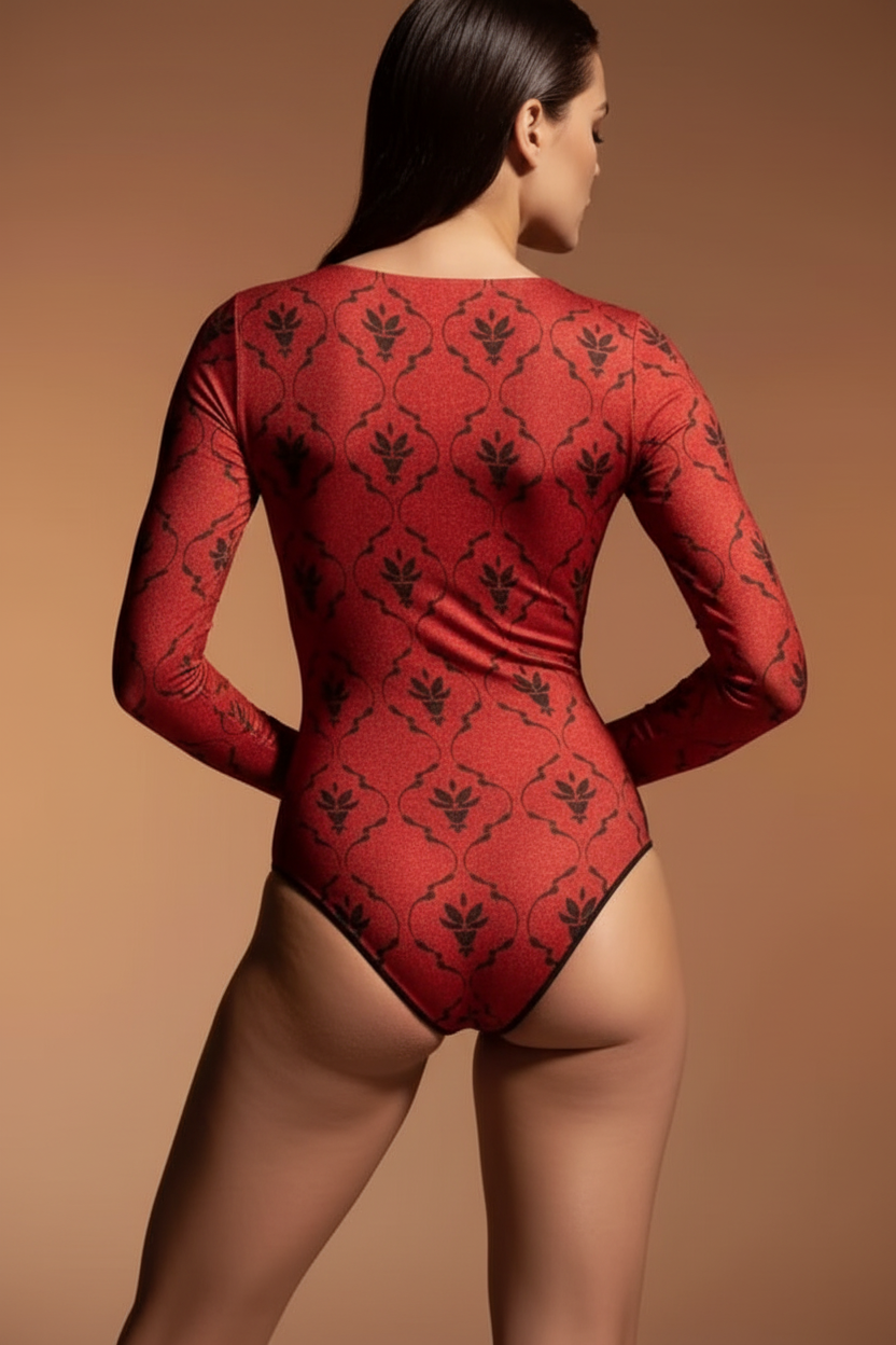 Body rosso floreale – variante 2