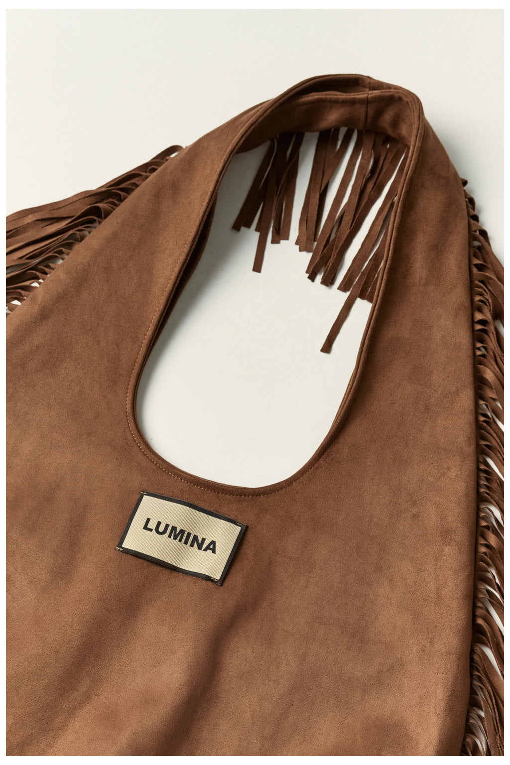 BORSA SCAMOSCIATA CON FRANGE BY LUMINA
