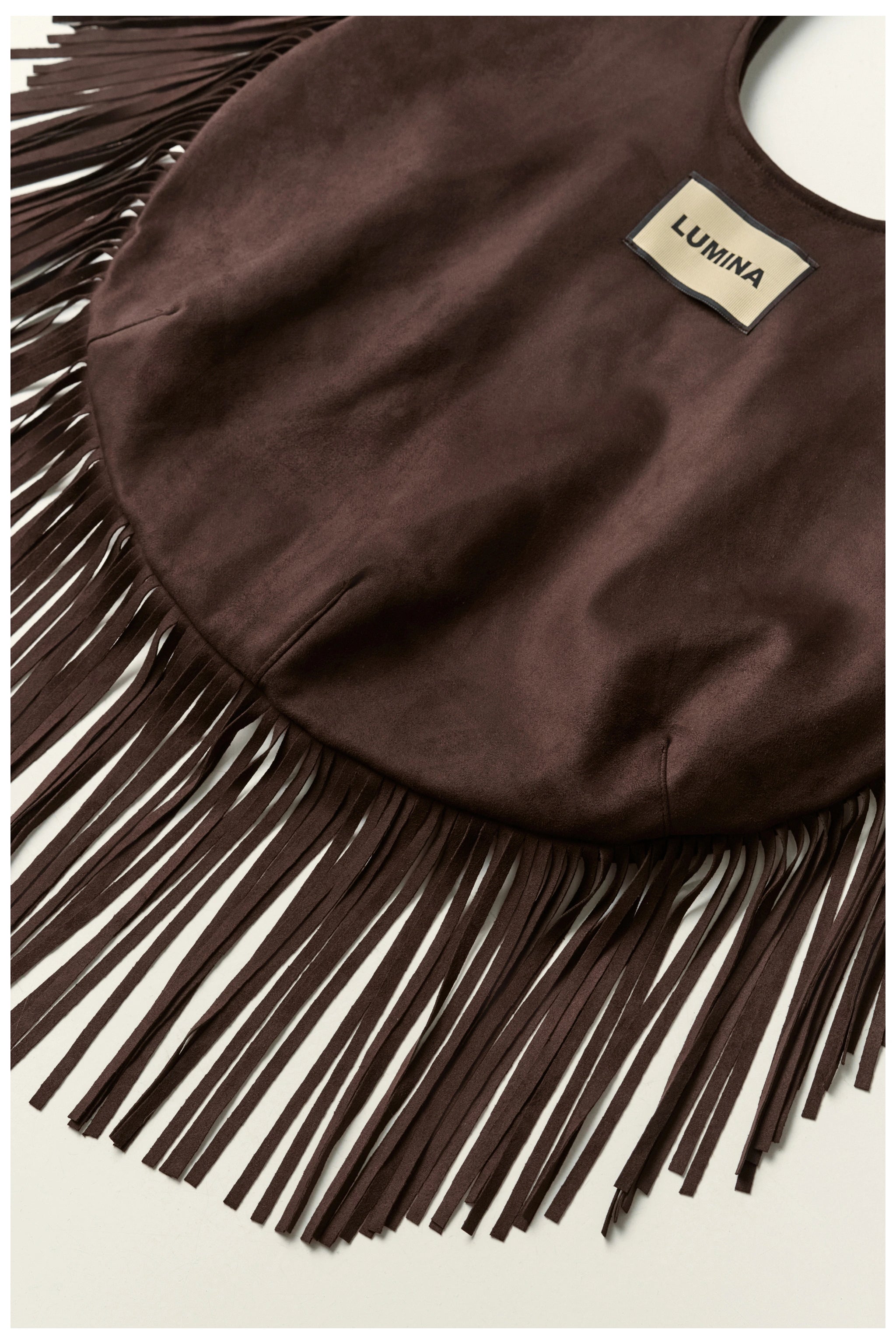 BORSA SCAMOSCIATA CON FRANGE BY LUMINA