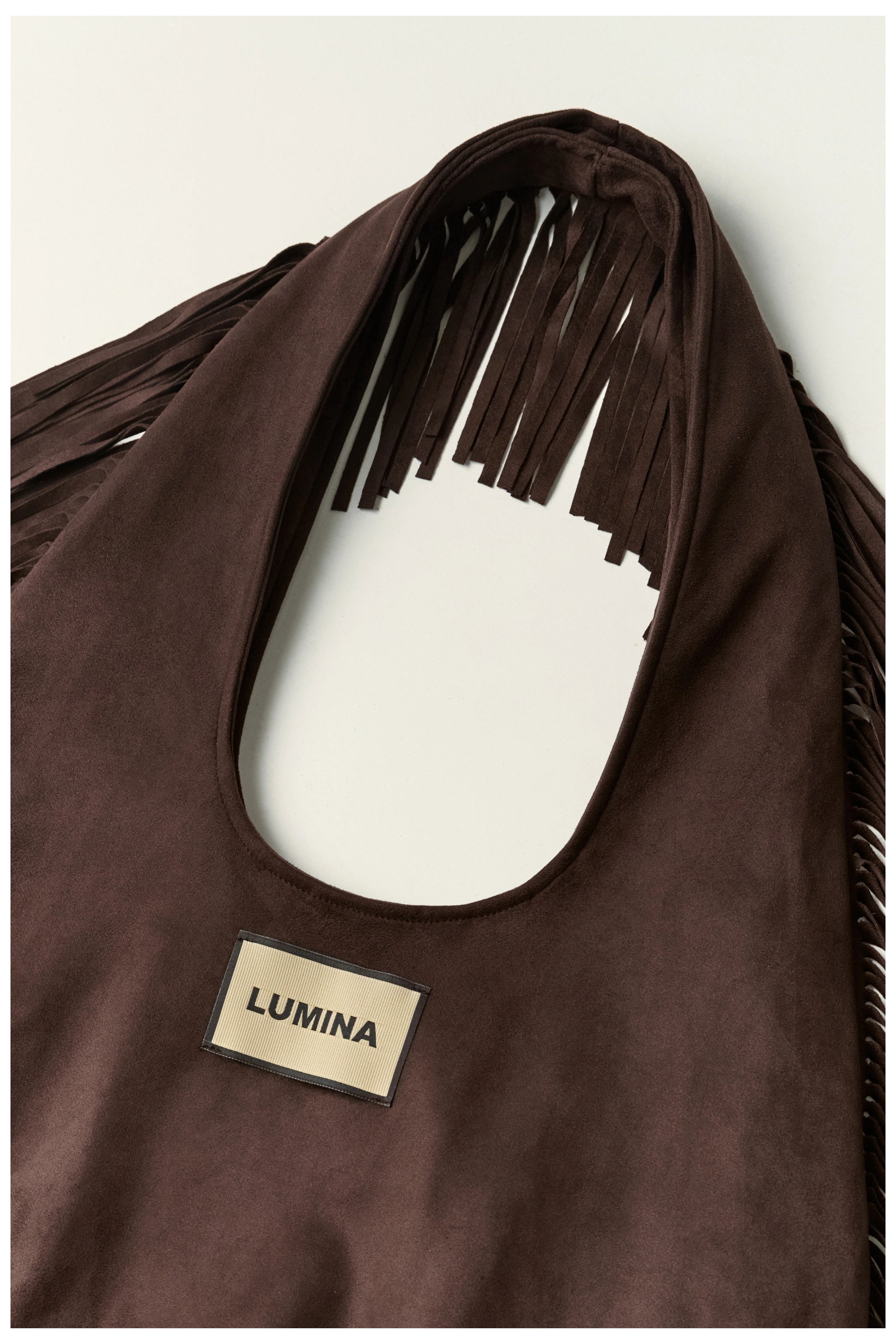 BORSA SCAMOSCIATA CON FRANGE BY LUMINA