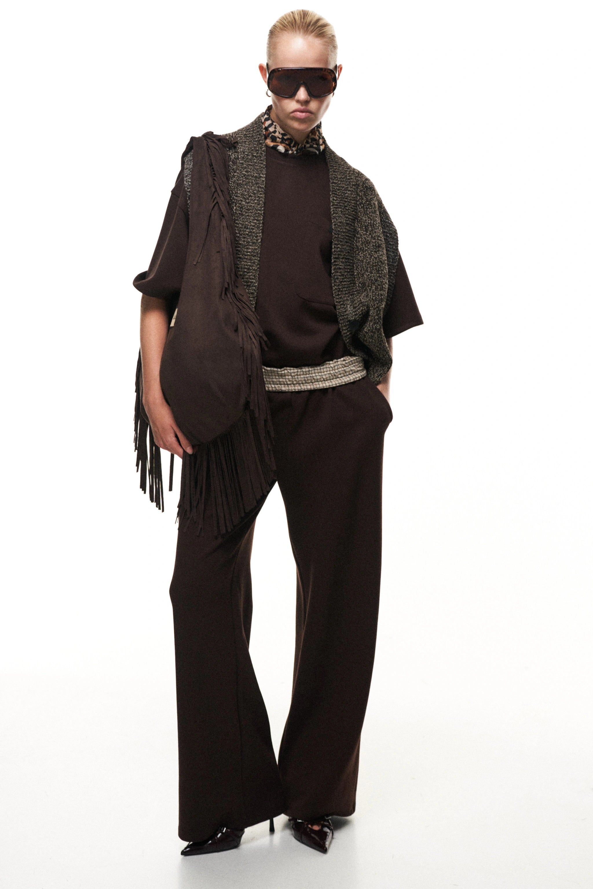 BORSA SCAMOSCIATA CON FRANGE BY LUMINA