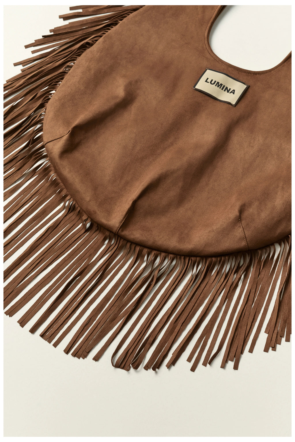 BORSA SCAMOSCIATA CON FRANGE BY LUMINA