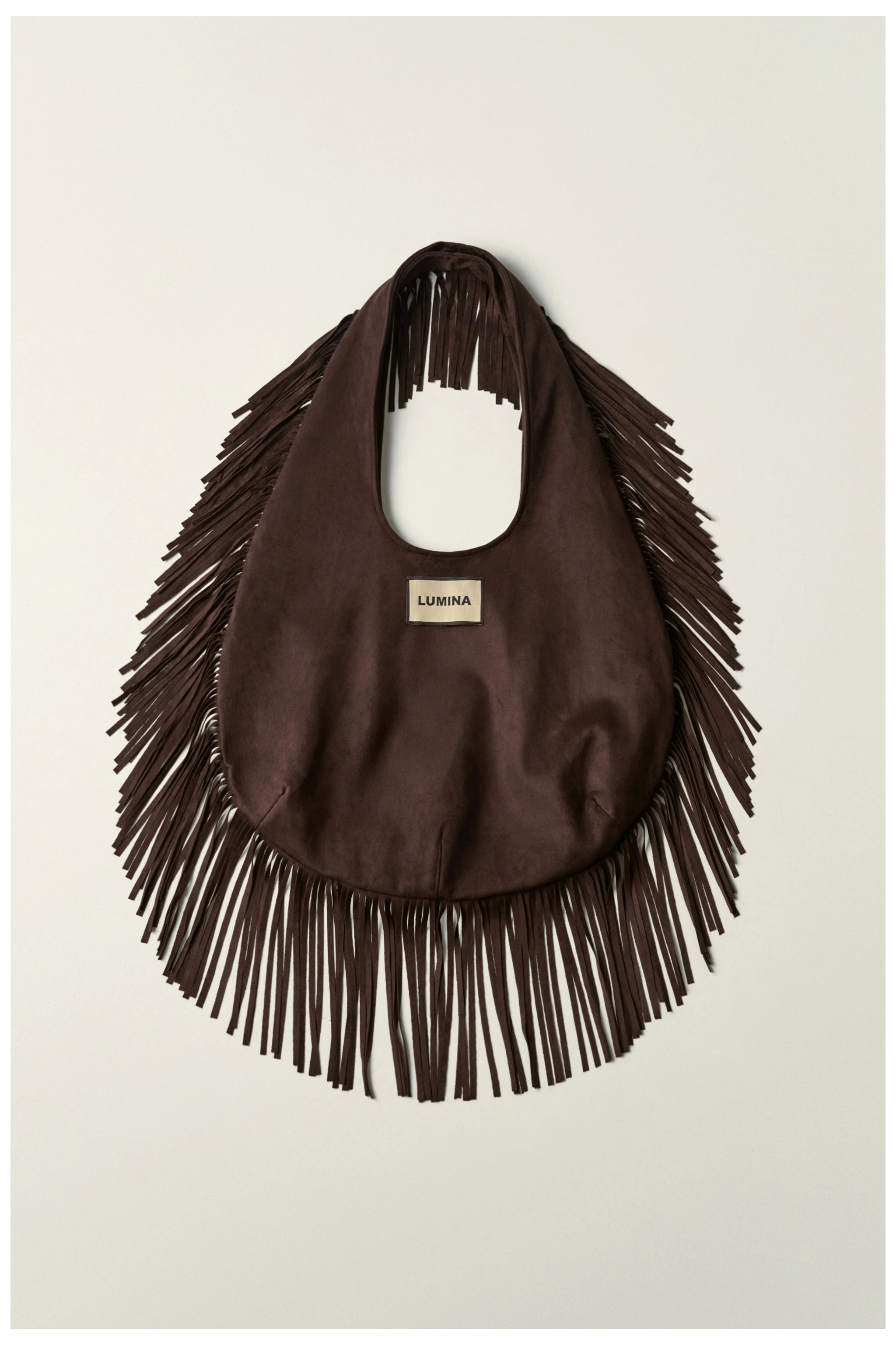 BORSA SCAMOSCIATA CON FRANGE BY LUMINA