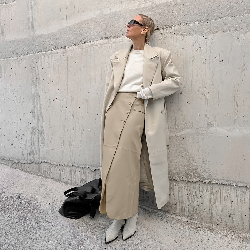 LONG ECO-LEATHER SKIRT