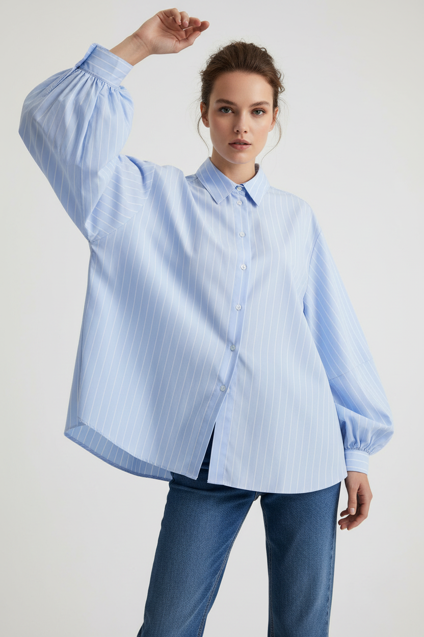 CAMICIA A RIGHE MANICHE BALLOON