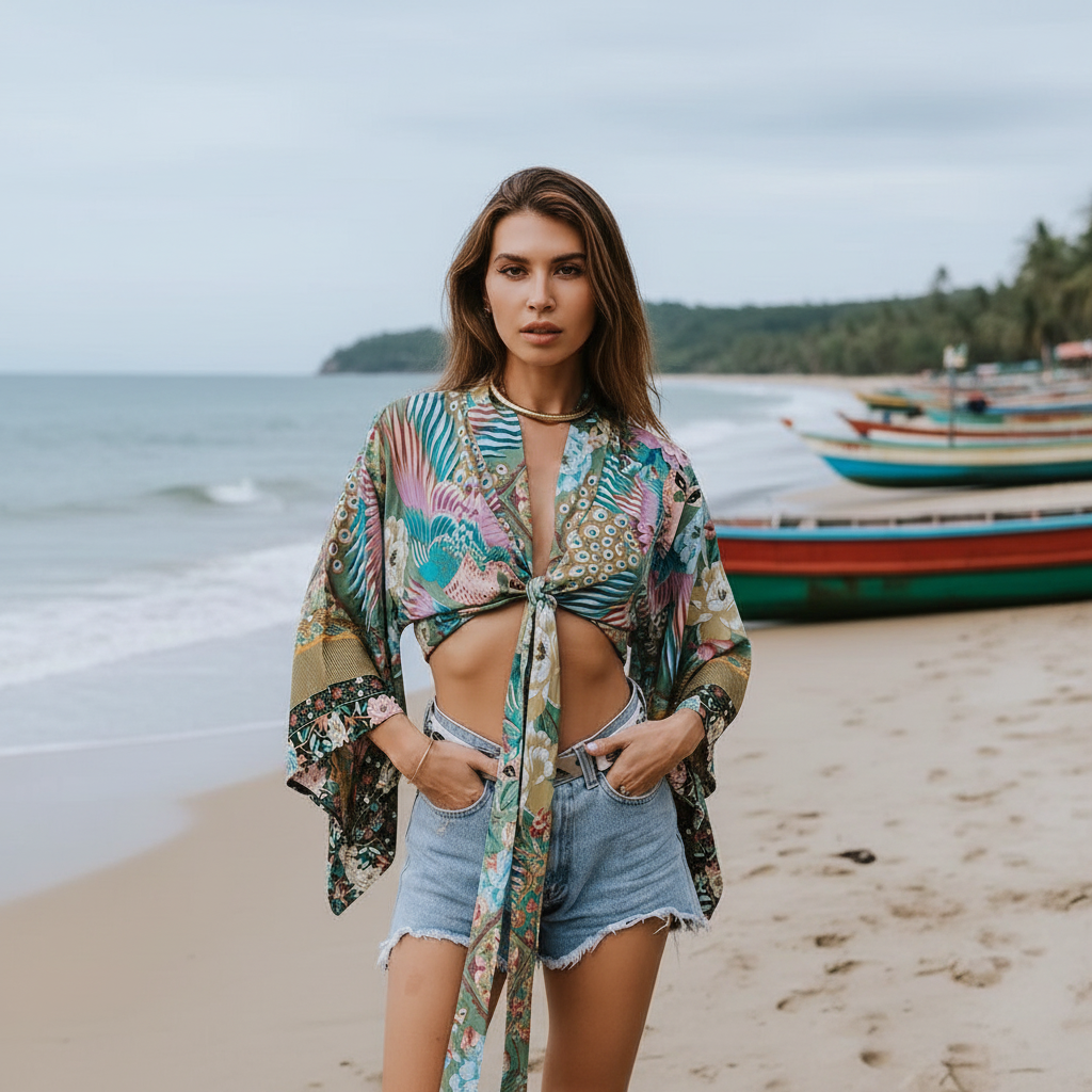 Camicia Kimono Boho Peacock 1:1