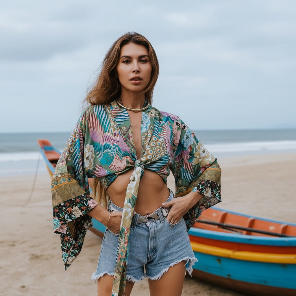 Camicia Kimono Boho Peacock 1:1